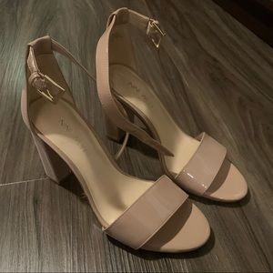 Nine West Nude Block Heel Sandals